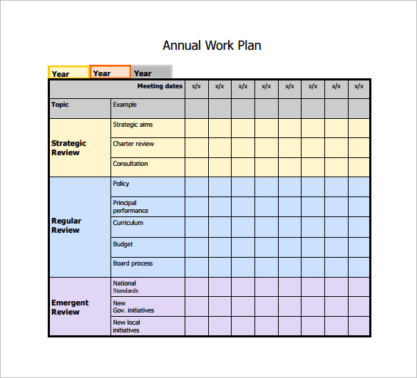 Annual Work Plan Template Doc Printable Schedule Template