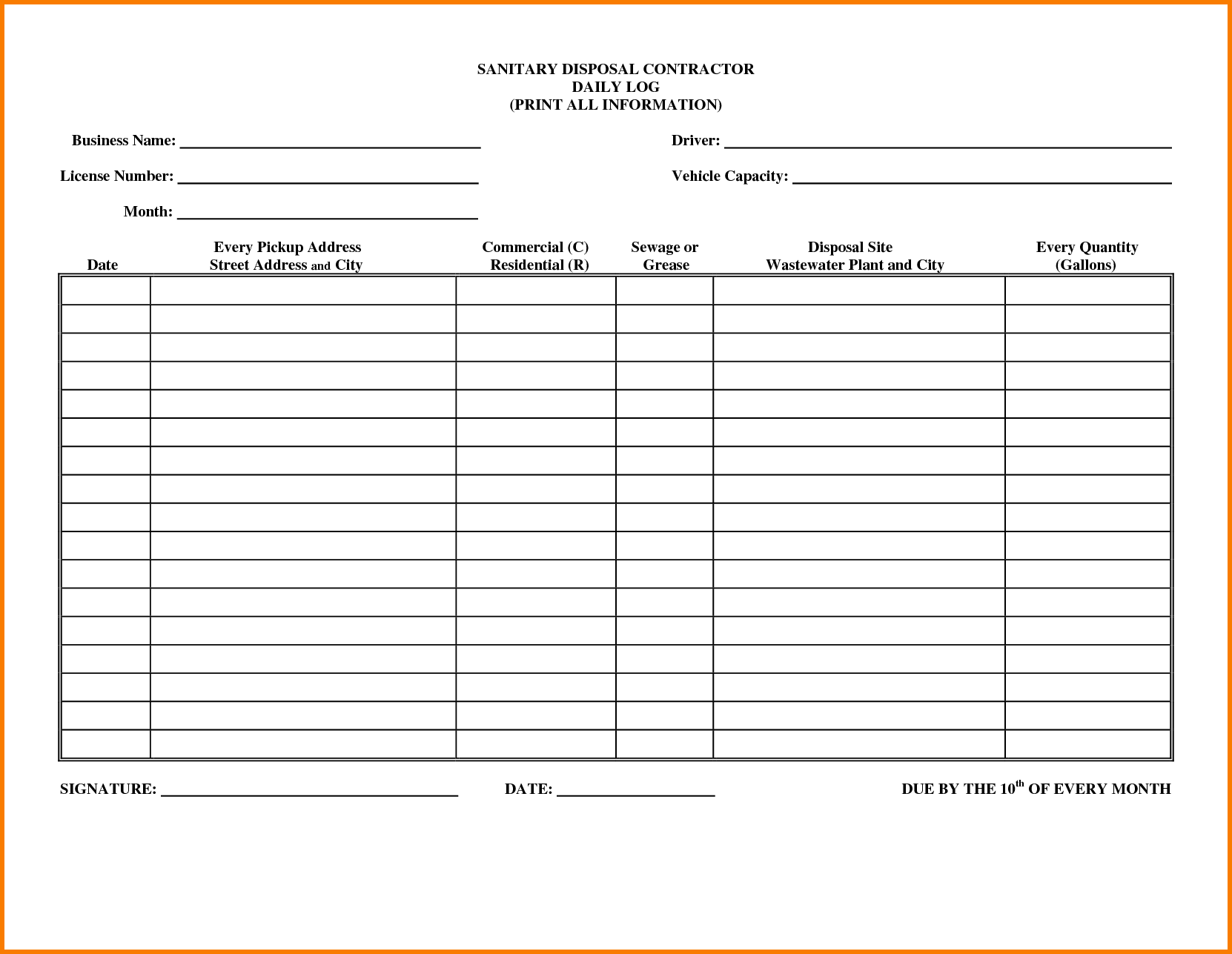 Daily Log Template For Construction Printable Schedule Template