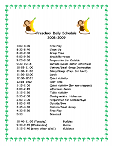 homeschool preschool daily schedule template printable