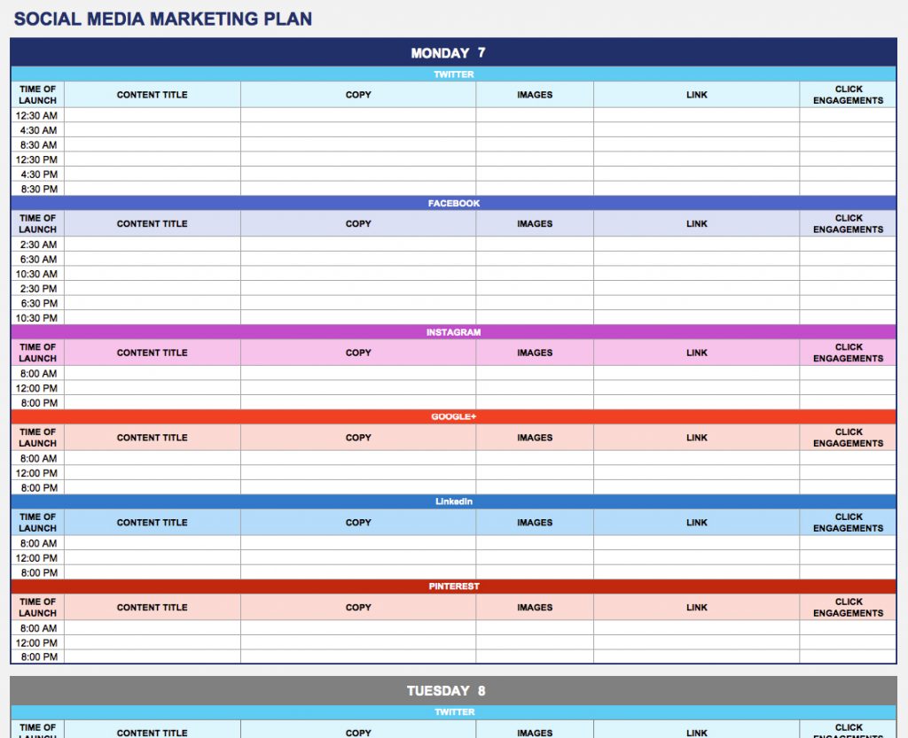 Marketing Schedule Template Excel printable schedule template