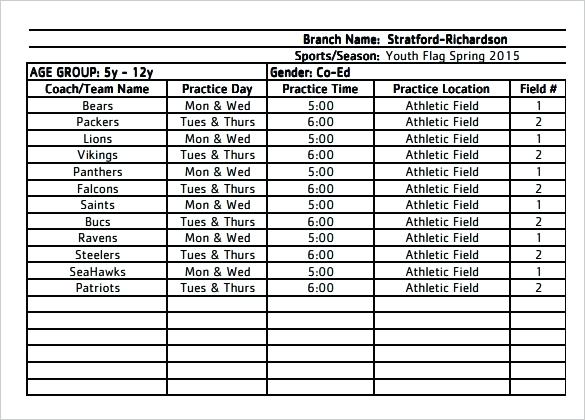 Sports Schedule Maker Excel Template Printable Schedule Template