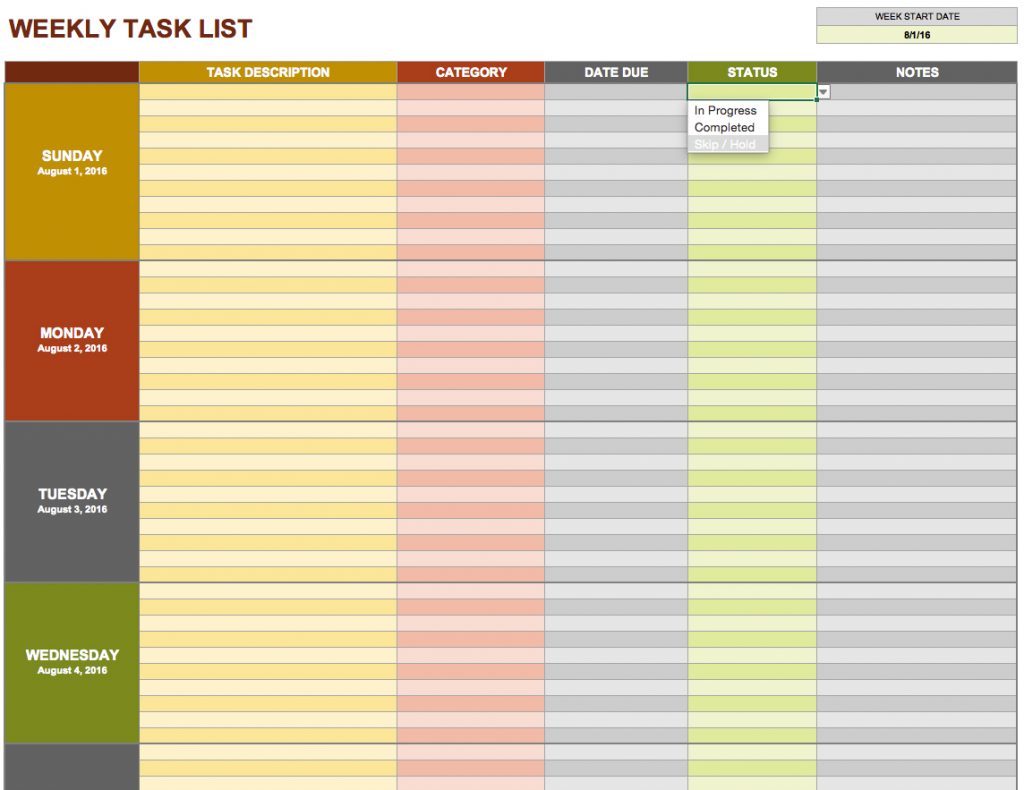 Task Scheduler Template printable schedule template