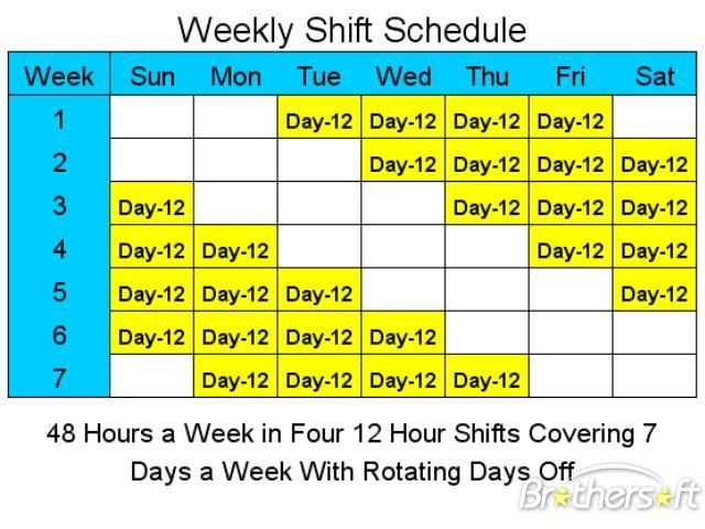 12 Hour Shift Schedule Template Excel Printable Schedule Template