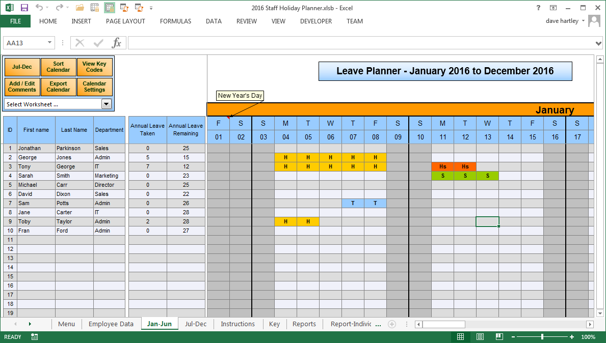 Free Staff Leave Planner Template Free Printable Templates