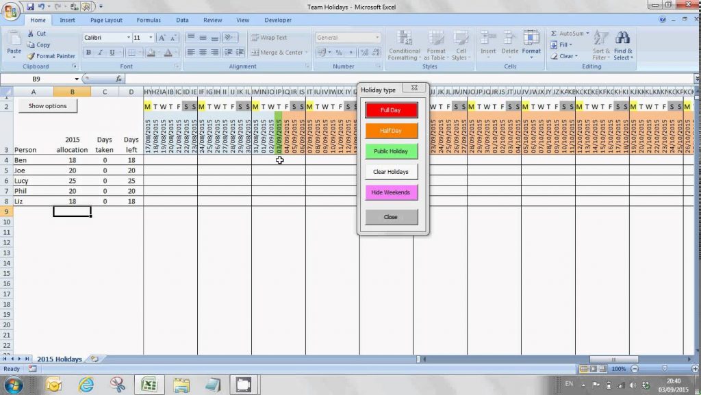 Annual Leave Plan Template Excel Free | printable schedule template