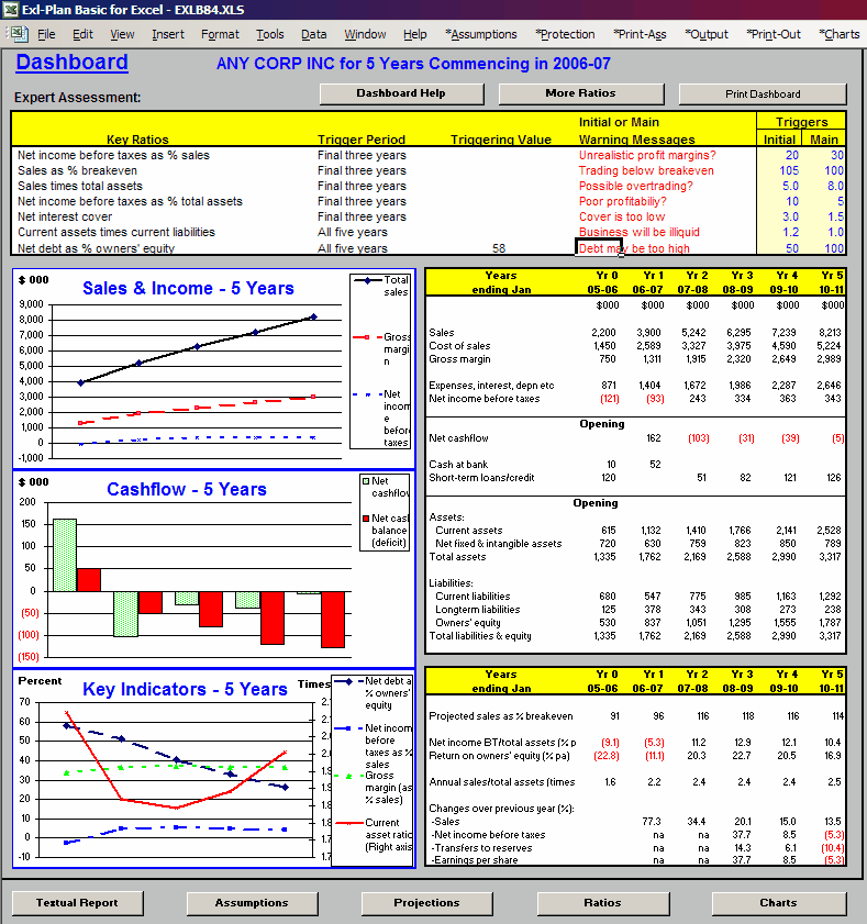 excel template business plan