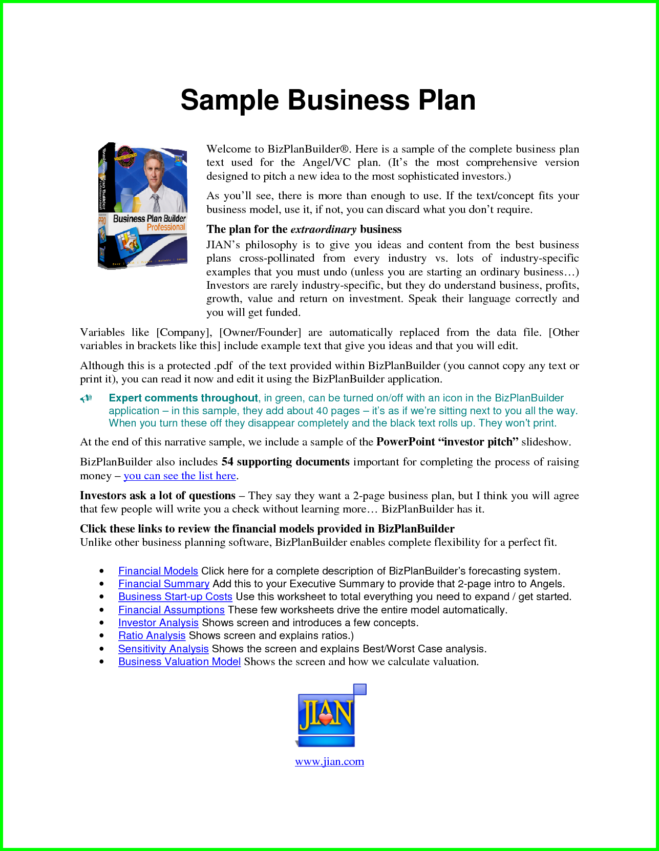 Business Plan Template Sample Pdf Printable Schedule Template