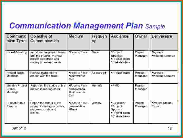 Communication Plan Template Project Management Printable Schedule 