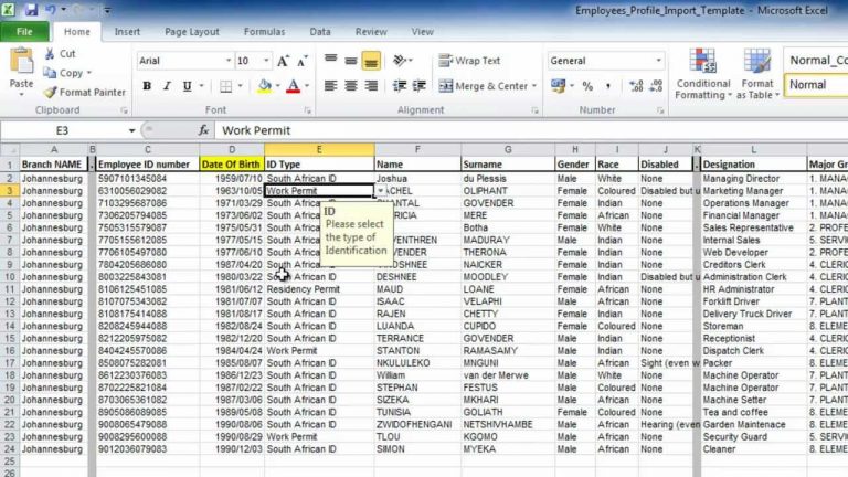 Employee Database Template | printable schedule template