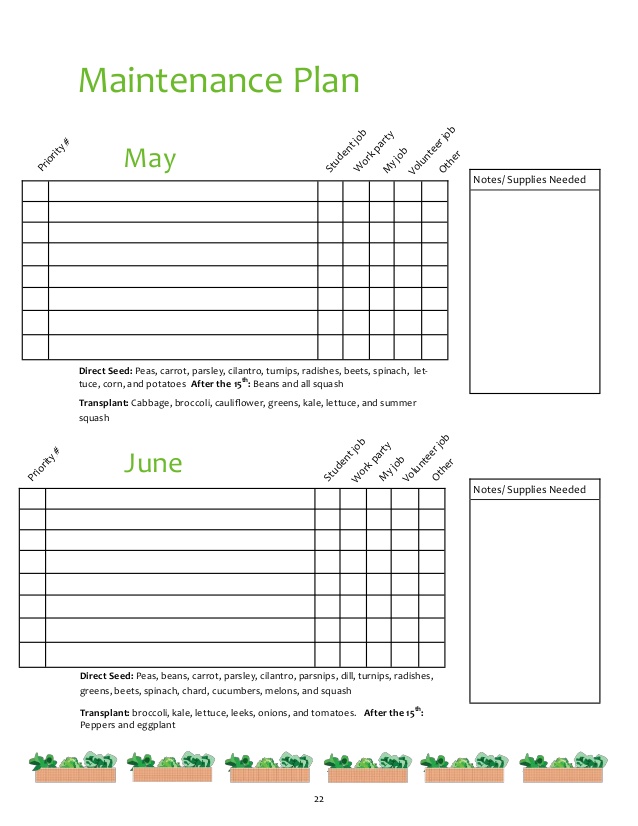 Garden Maintenance Schedule Template Printable Schedule Template