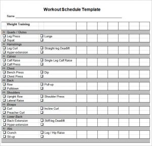 Gym Schedule Template | printable schedule template