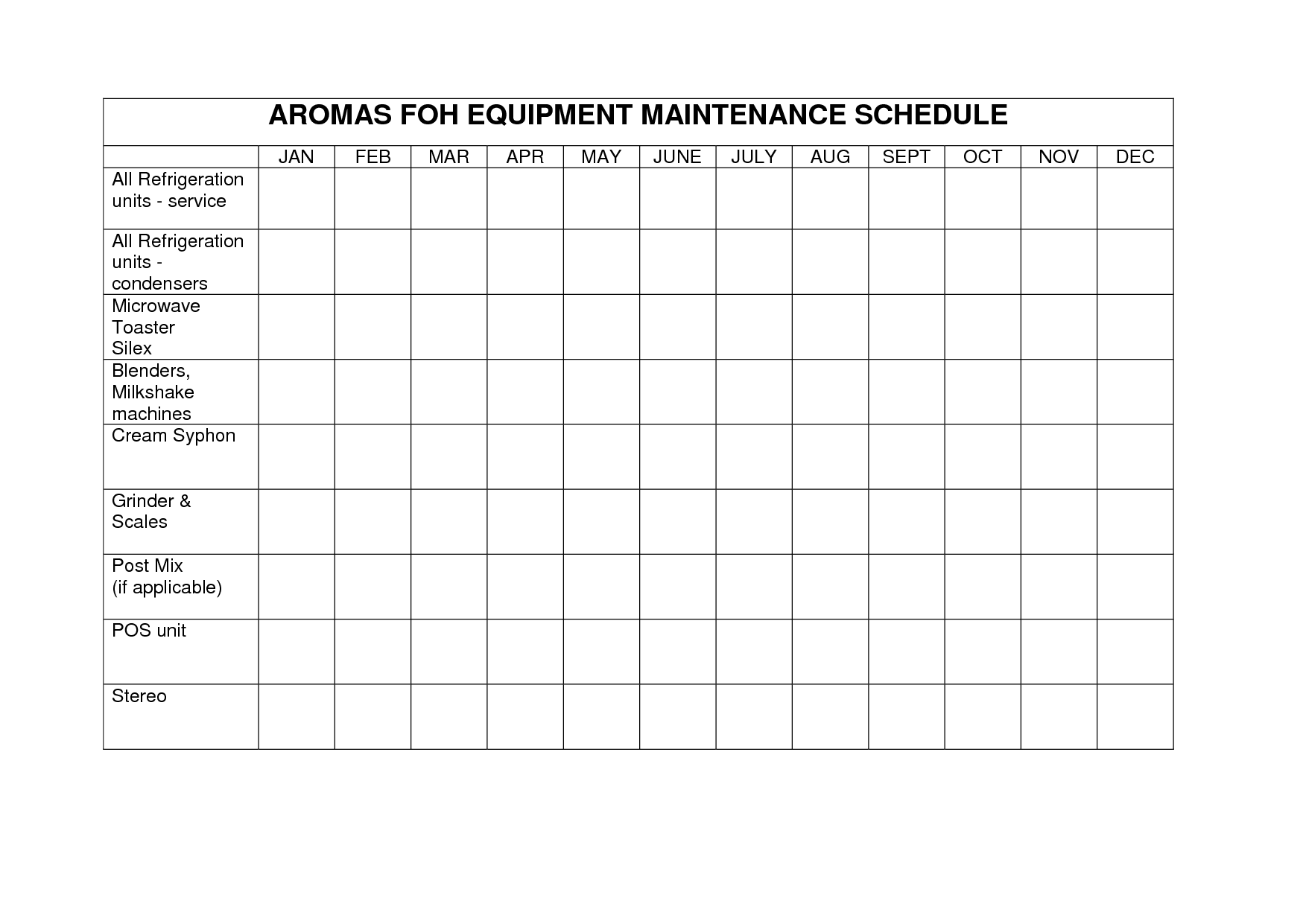 Machine Maintenance Schedule Template Printable Receipt Template - Vrogue