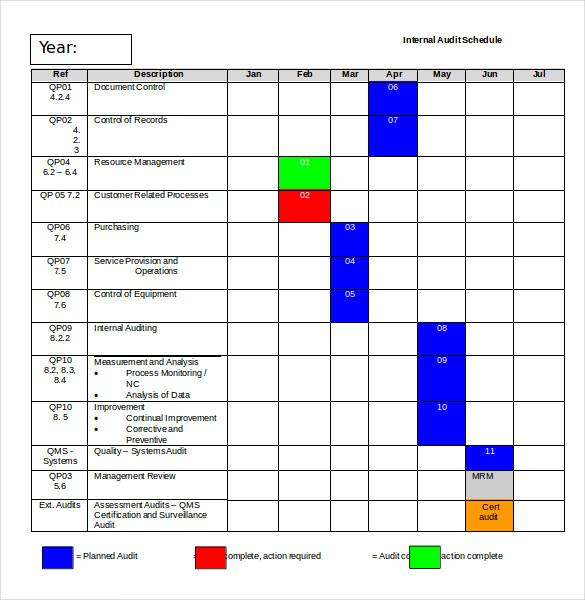 Internal Audit Schedule Template Excel Printable Schedule Template