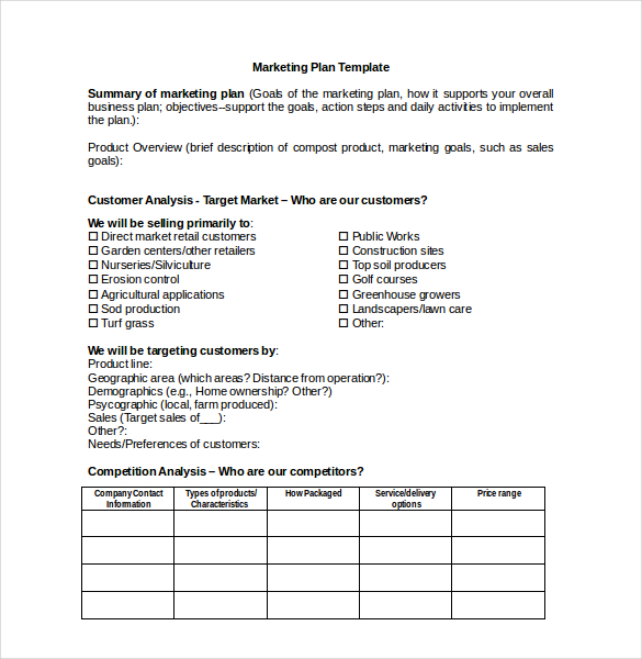 Marketing Plan Template Download Free Printable Schedule Template