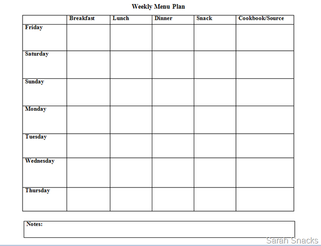 google sheet weekly meal plan template