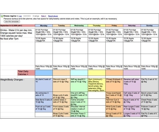 Meal Plan Template Google Docs Meal Template Planner Weekly Sheets 