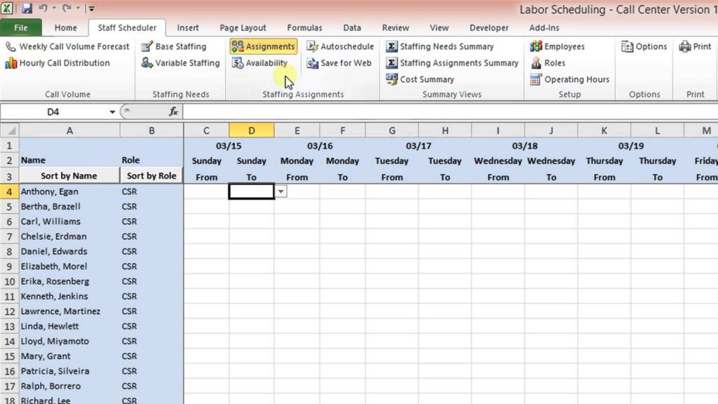 On Call Schedule Template Excel | printable schedule template