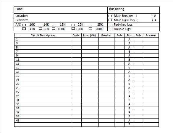 Panel Schedule Template Excel Printable Schedule Template