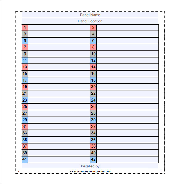 Panel Schedule Template Square D Printable Schedule Template