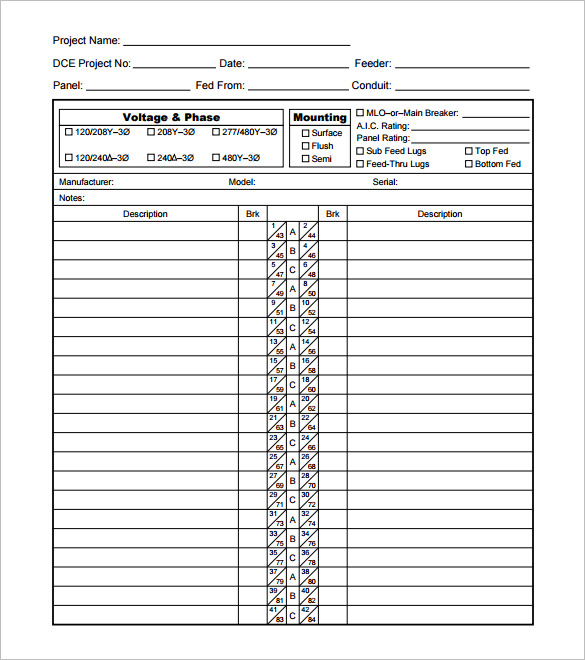  Panel Schedule Template Square D Printable Schedule Template