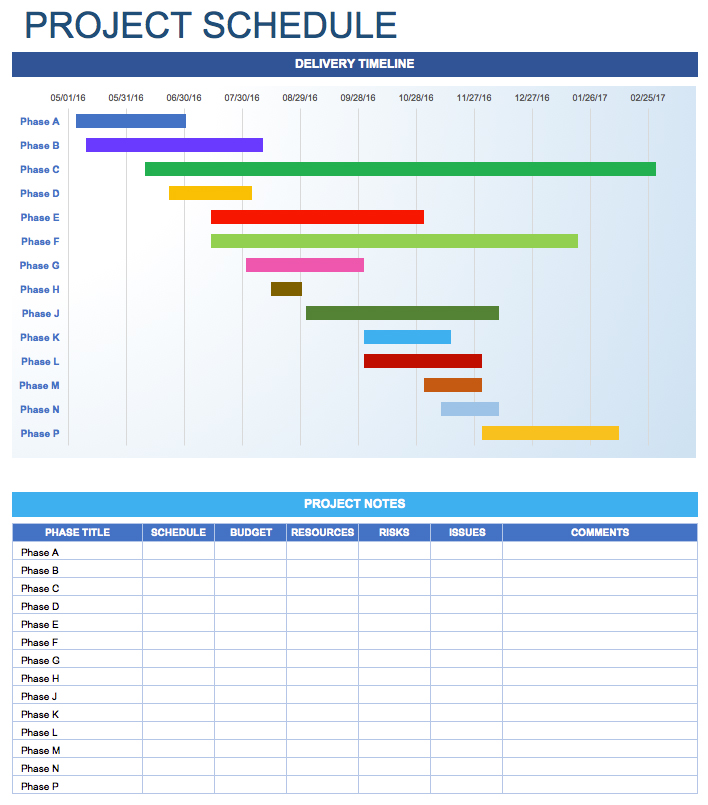 Project Schedule Template Free Printable Schedule Template