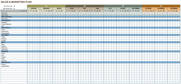 Sales Plan Template Excel Free Download – printable schedule template