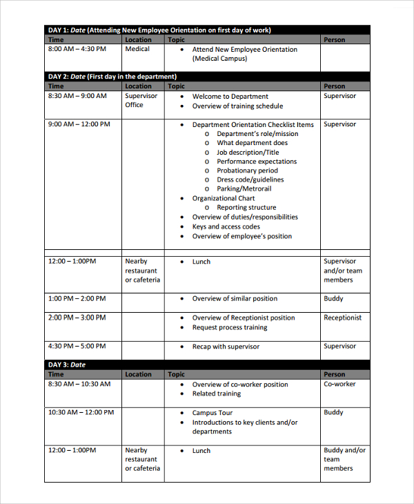 Training Schedule Template Word Printable Schedule Template