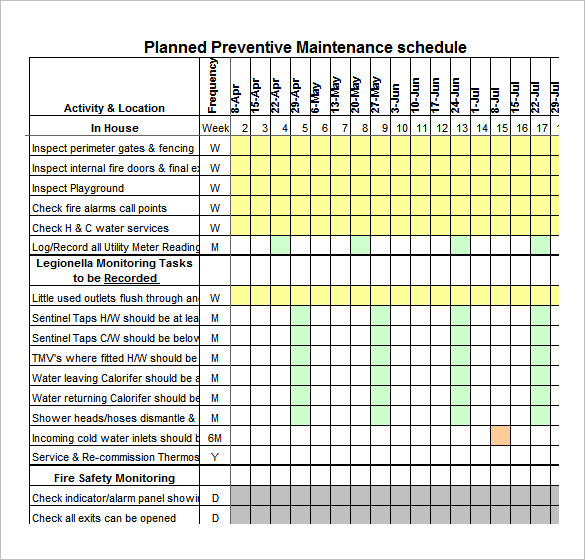 Vehicle Maintenance Schedule Template Excel Printable Schedule Template