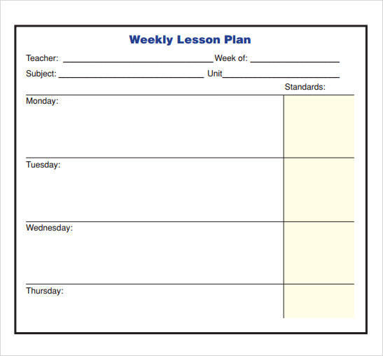 Weekly Lesson Plan Template Doc Printable Schedule Template