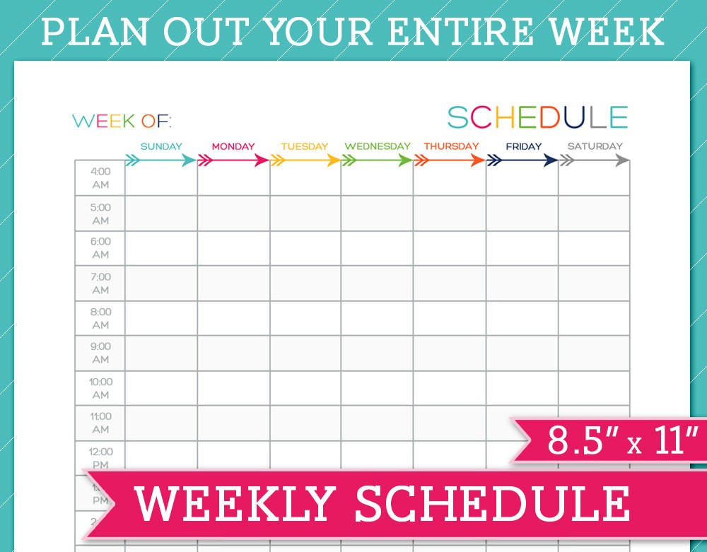 weekly work schedule templates