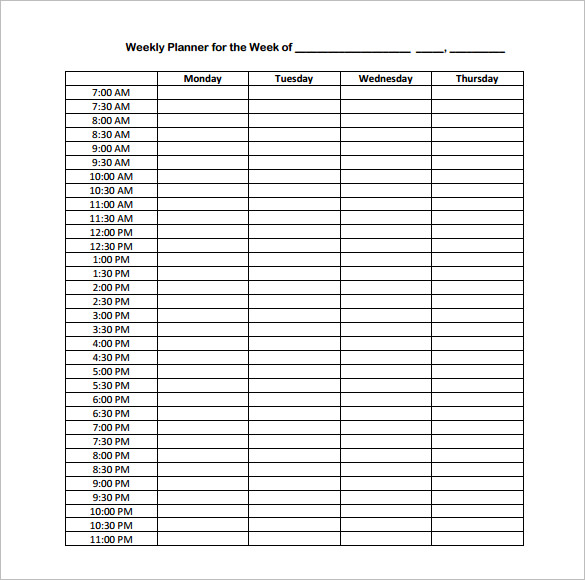 Weekly Schedule Template With Hours Printable Schedule Template