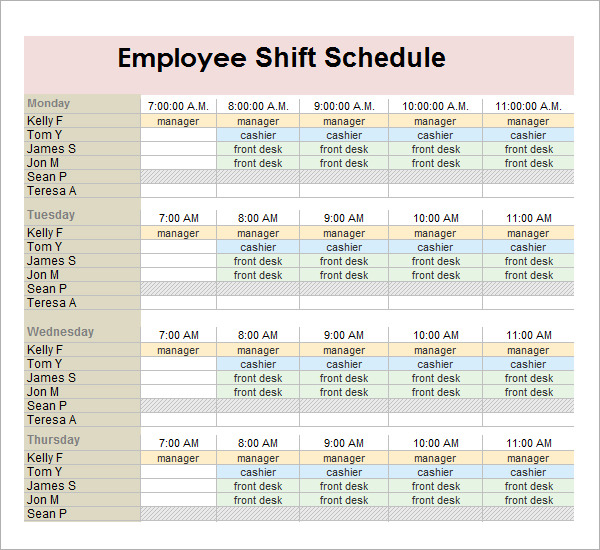 Work Schedule Sample Template Printable Schedule Template